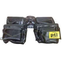 PTI Premium Black Leather Adjustable Double Carpenter Tool Belt